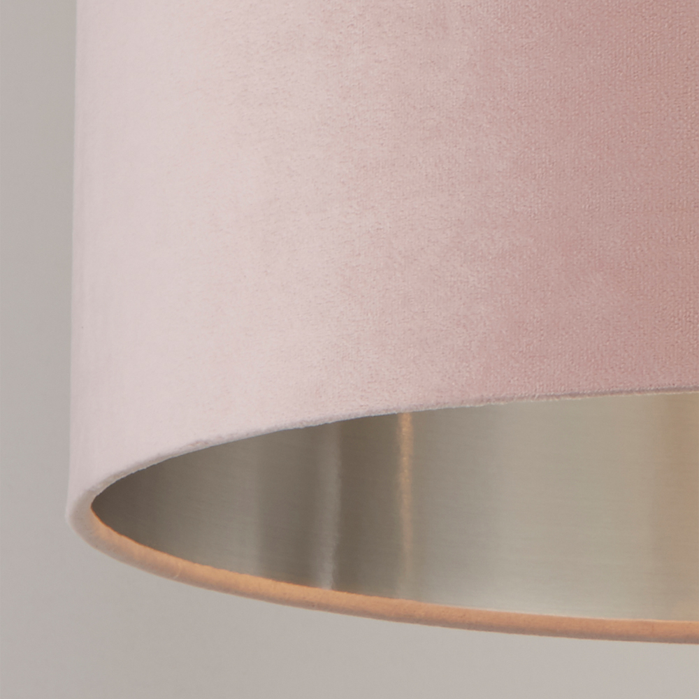 Lighting Collection Pink Silver Inner Velvet Drum Shade Image 4