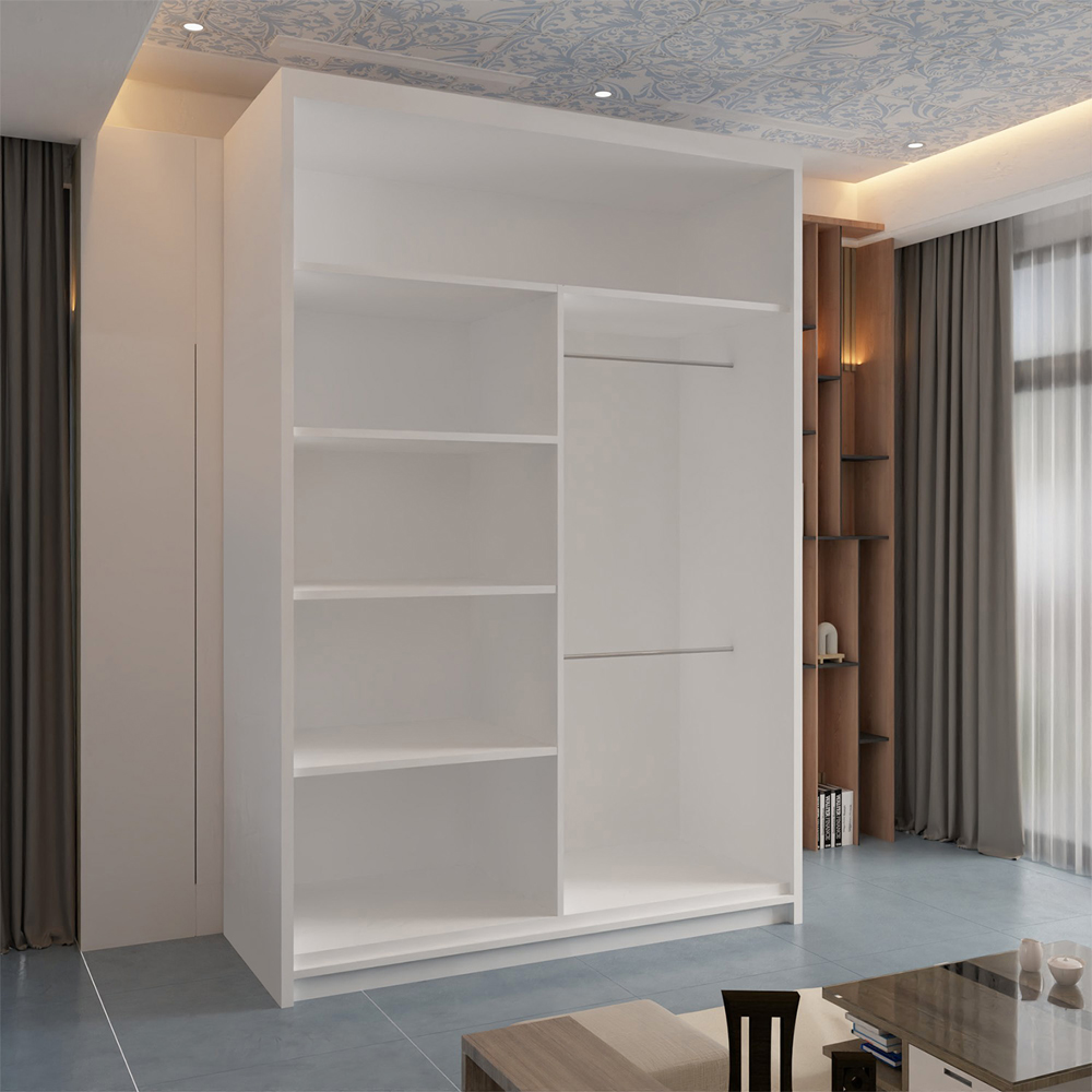 Sliding Wardrobes 4U Batumi 2 Door White Small Curved Mirrored Wardrobe Image 3