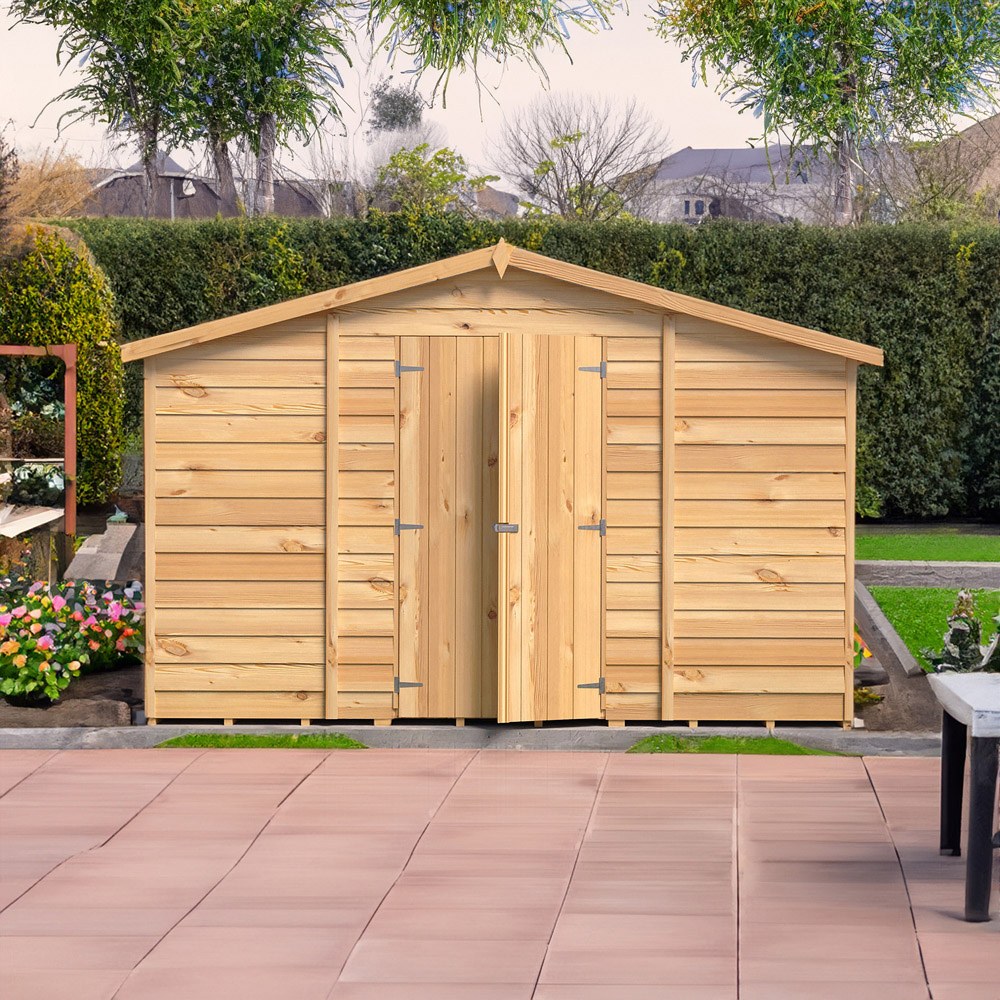 Shire 10 x 10ft Double Door Overlap Apex Wooden Shed Image 2