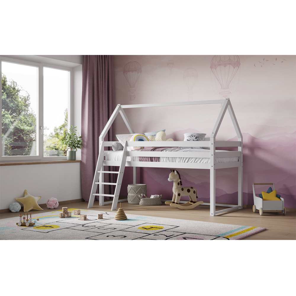 Flair Ellie White Wooden House Mid Sleeper Image 4
