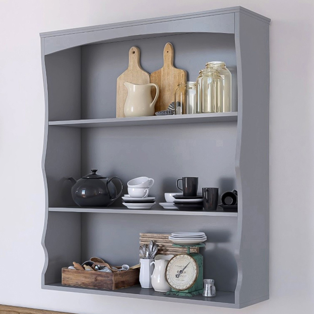Home Source Polar 3 Tier Grey Kitchen Wall Mounted Shelf Image 1