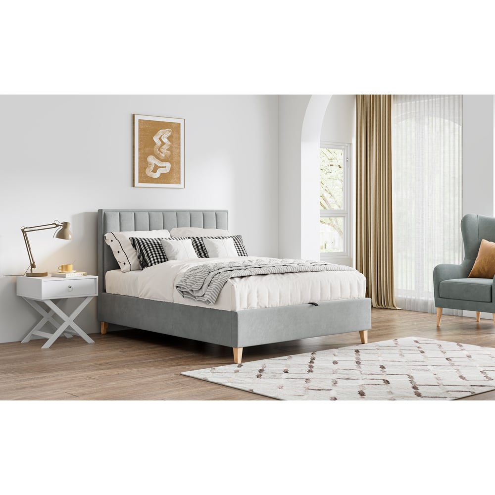 Bedmaster Rhodes King Size Grey Velvet Ottoman Bed Image 8