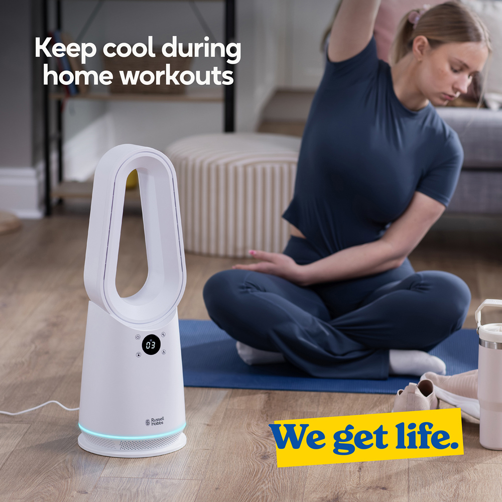 Russell Hobbs White Smart Oscillating Bladeless Cooling Fan with Remote Image 7
