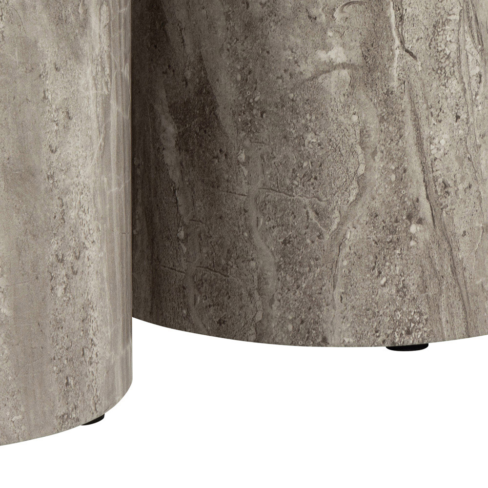 Florence Dice Grey Marble and River Rough Paper Effect Round Pedestal Set of 2 Image 6