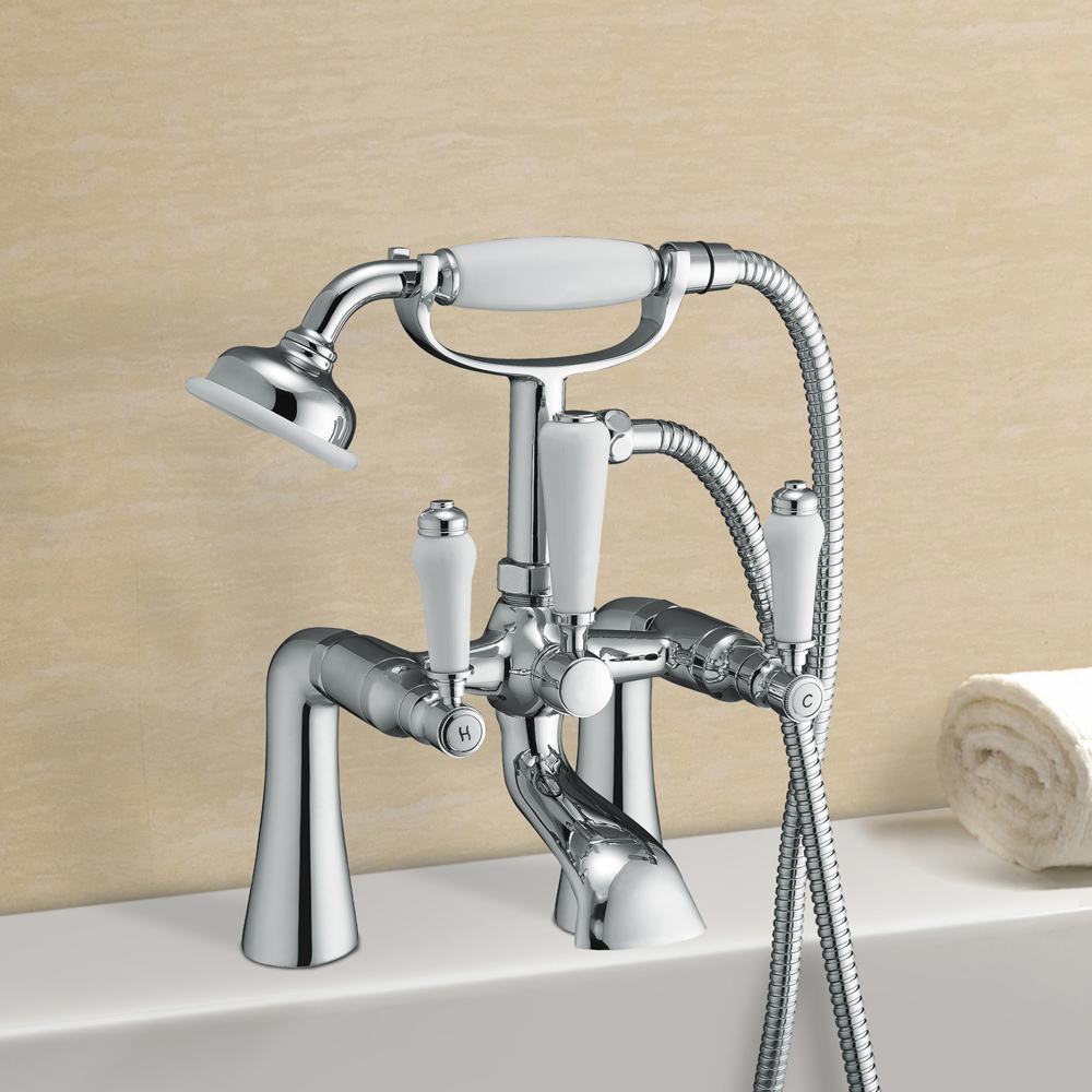Nes Home Regalia Traditional Chrome Bath Shower Mixer with Handheld Kit Image 2