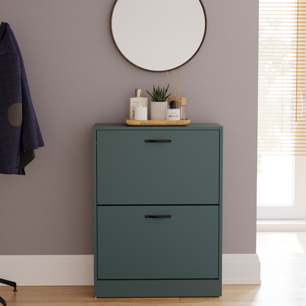 Vida Designs 2 Drawer Green Shoe Cabinet Image 3