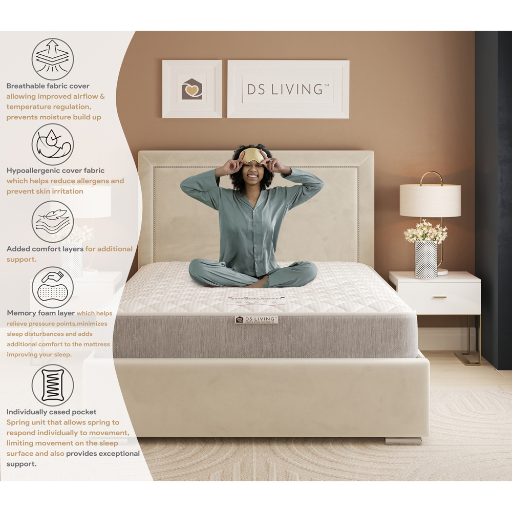 DS Living Contour King Size 800 Pocket Sprung Hybrid Memory Foam Mattress Image 6
