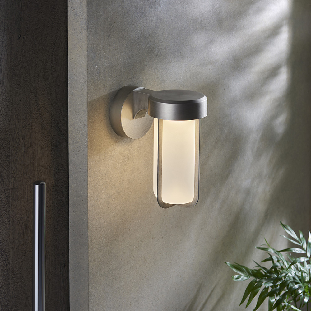 Merano Bevento Brushed Silver LED Frosted Glass Outdoor Wall Lamp Image 5