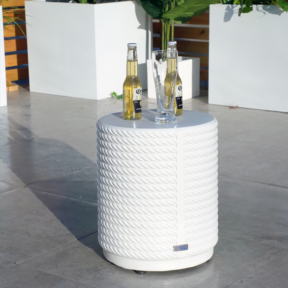 Direct Wicker White Textured Round Side Table Image 4