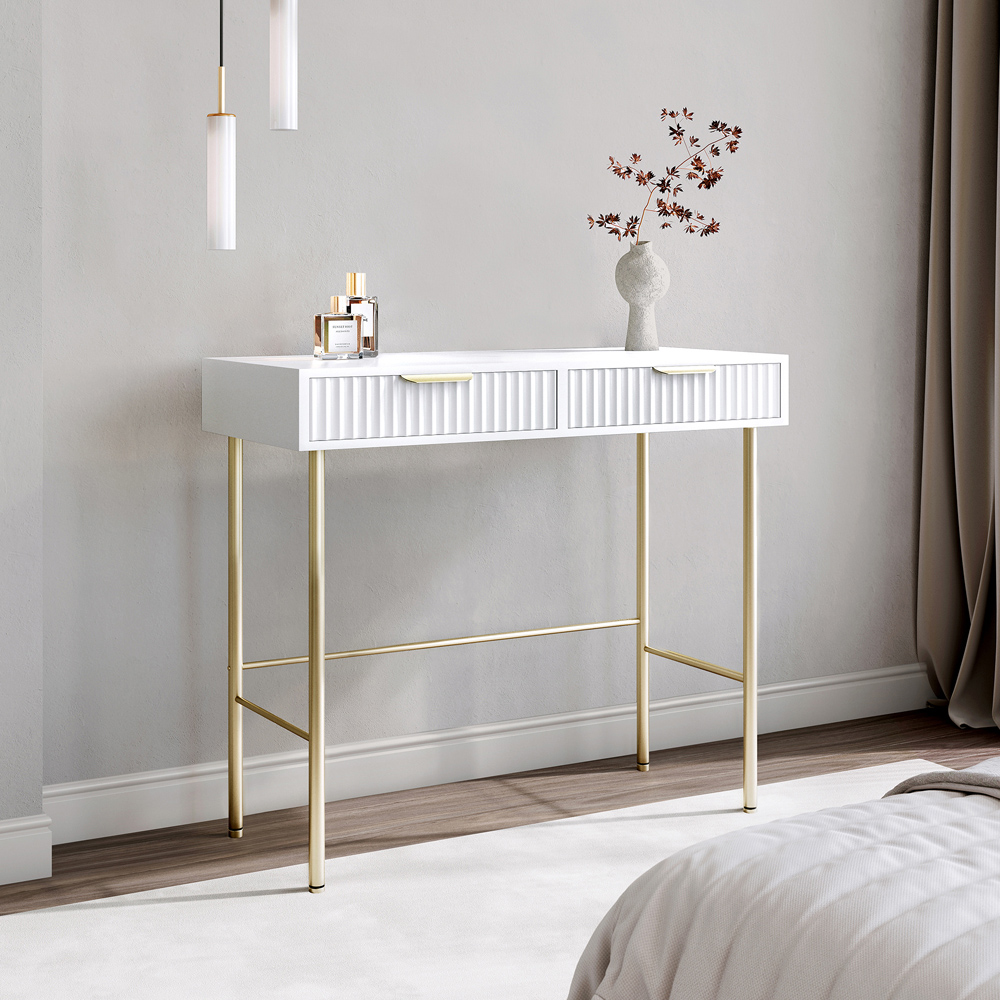 CARME Home Maya White 2 Drawer Dressing Table Image 4