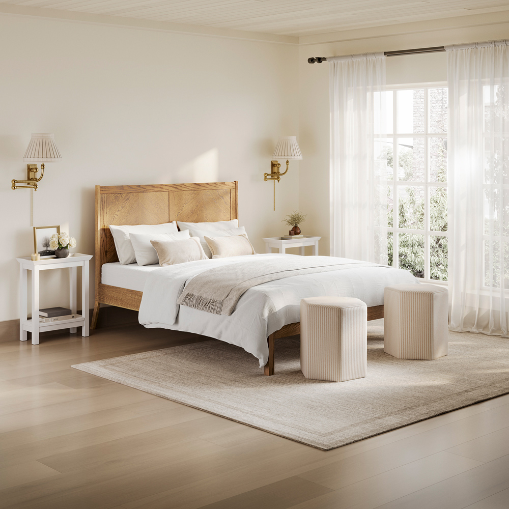 LPD Home Palms Smoked Double Bed with Chevron Headboard Image 7
