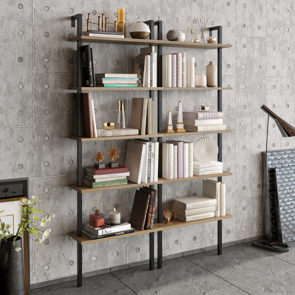 Decorotika Piante 5 Shelf Black and Oud Bookshelf Image 4