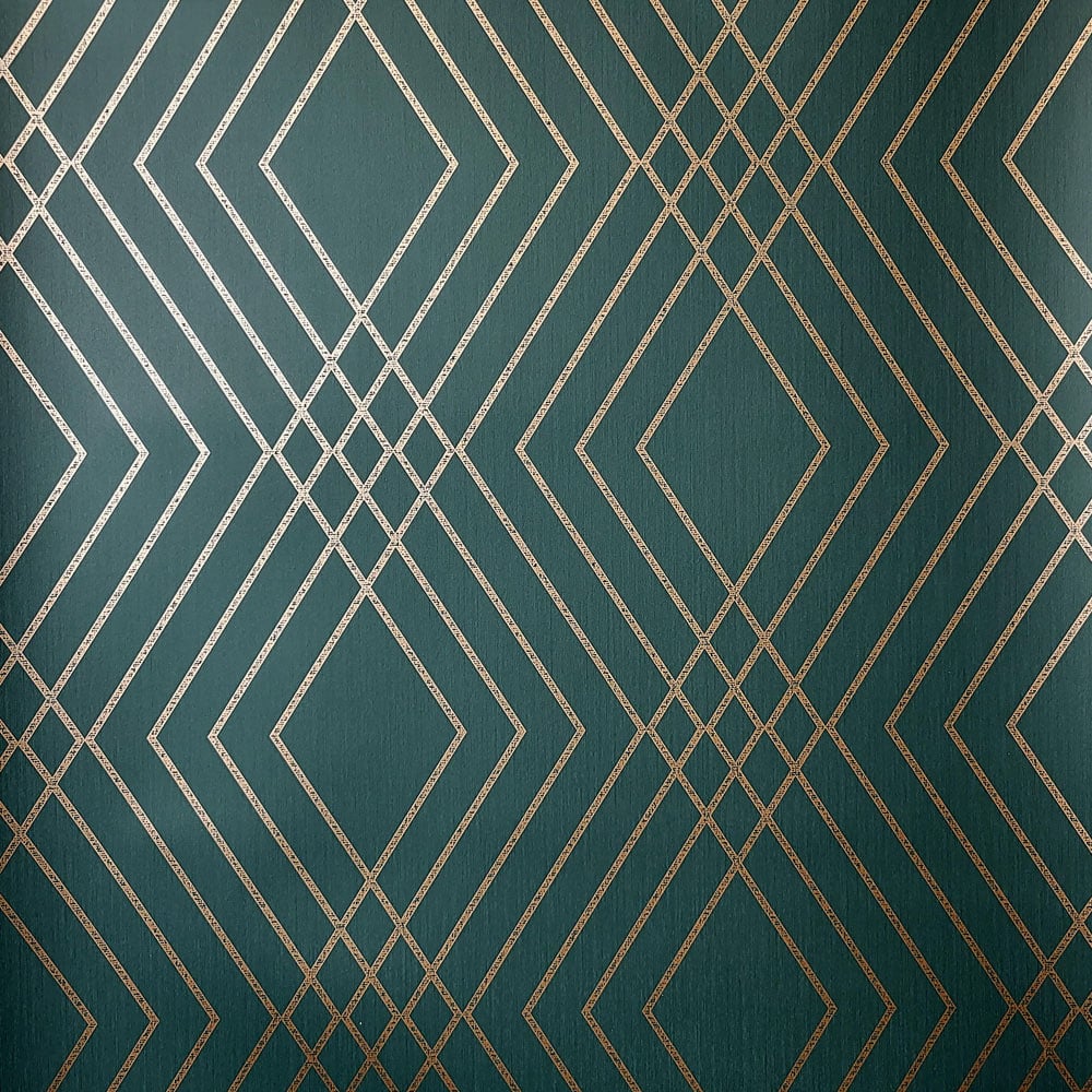 Fine Decor Shard Trellis Emerald Wallpaper Image 1
