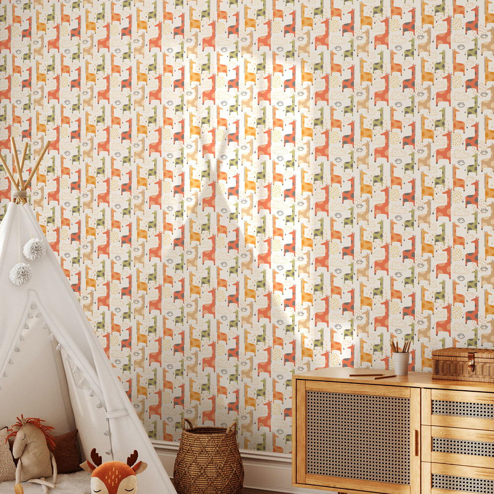 Hoopla Walls Peekaboo Giraffe Friends Ginger Spice Wallpaper Image 2
