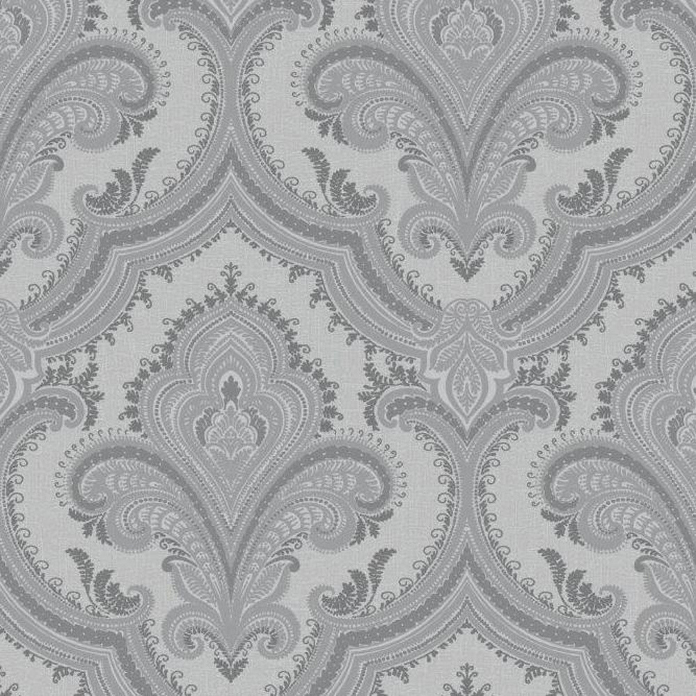 Design ID Damask Grey and Silver Wallpaper Image 1