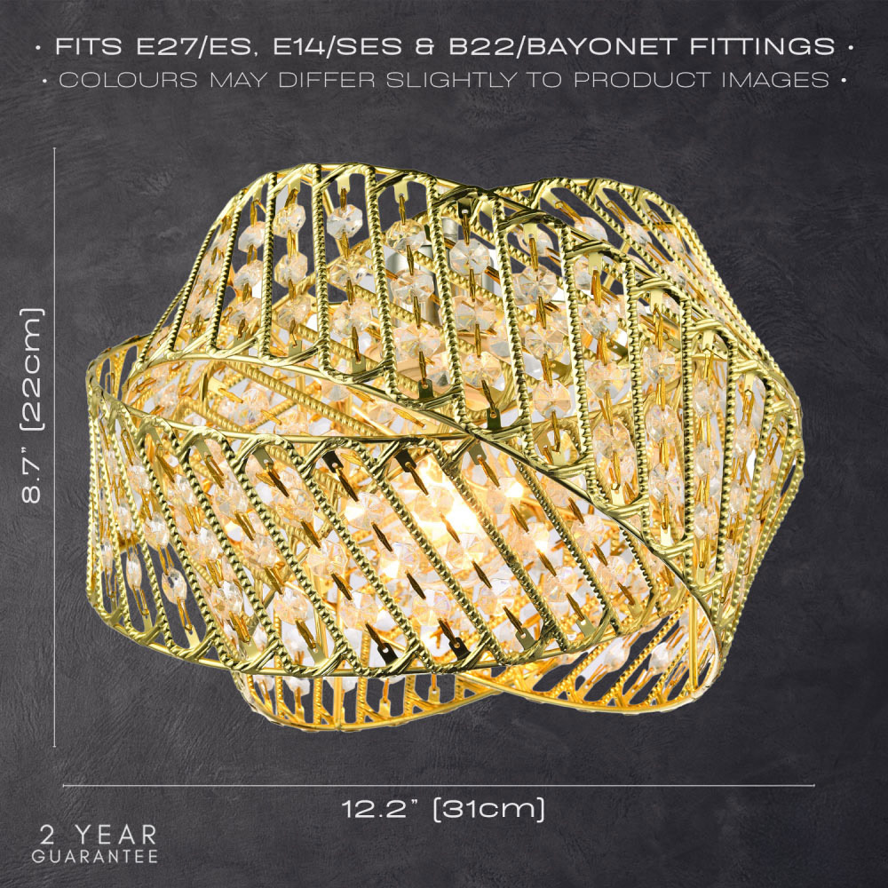 Happy Homewares 3 Ring Gold Pendant Light Shade with Acrylic Bead Image 7