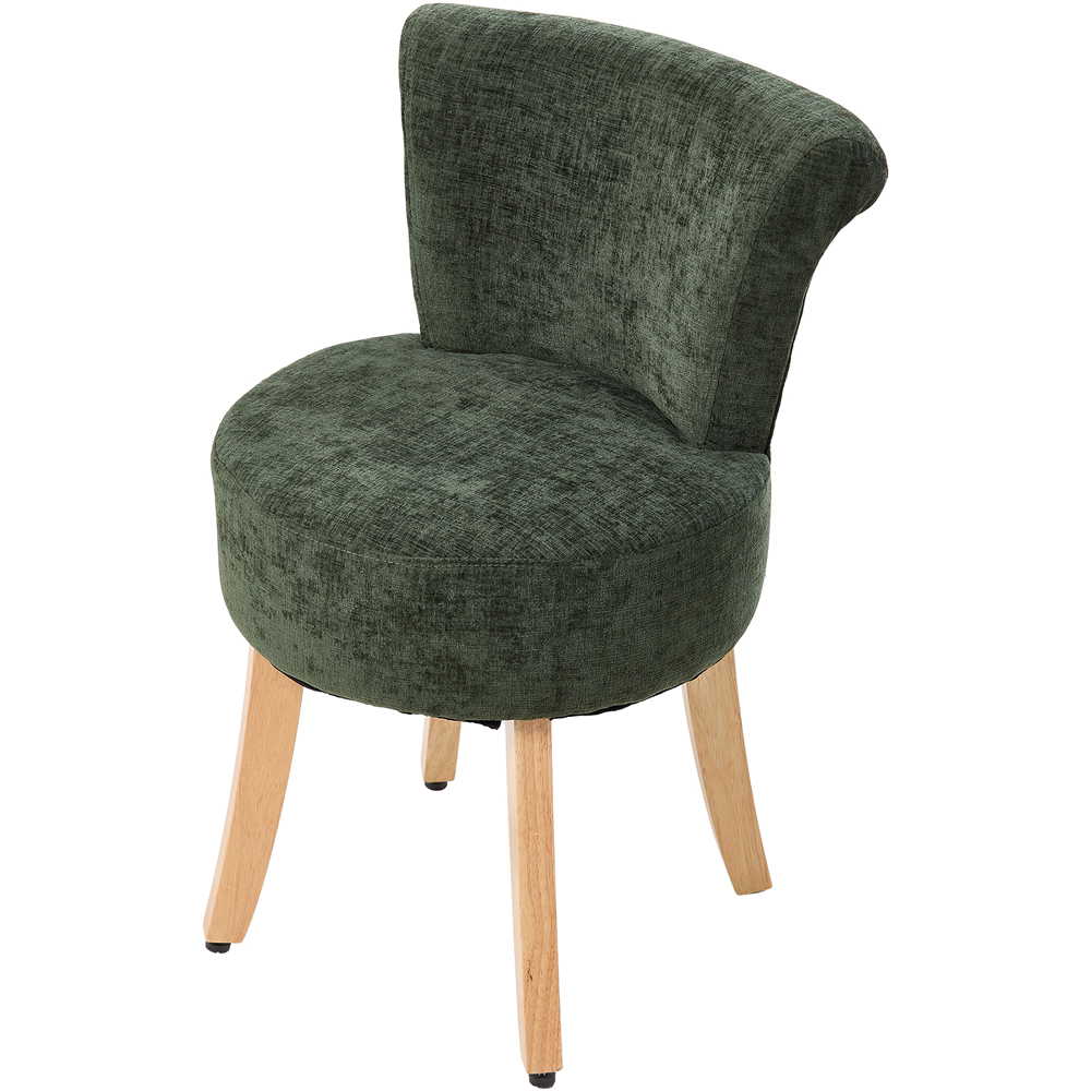 Living and Home Green Chenille Low Backrest Vanity Stool Image 2