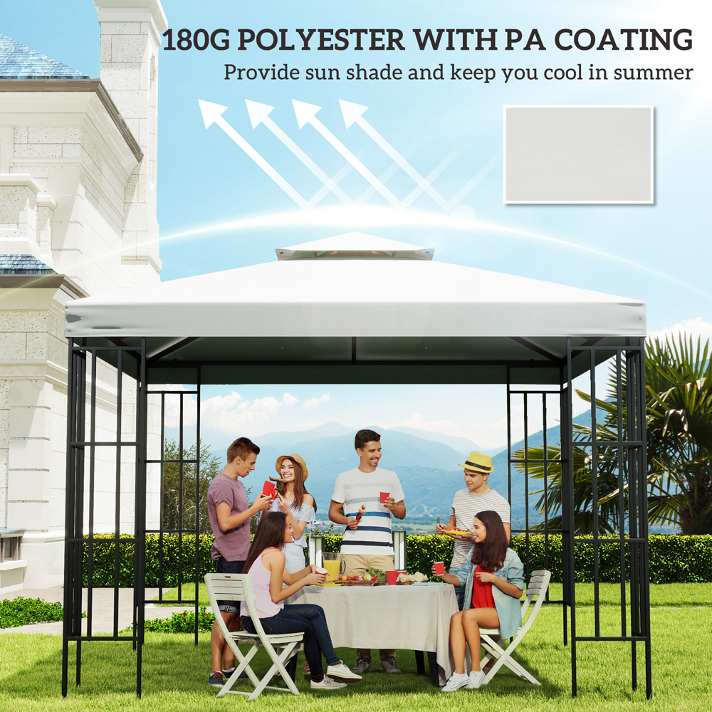 Outsunny 3 x 3m 2-Tier Cream White Gazebo Canopy Replacement Cover Image 6