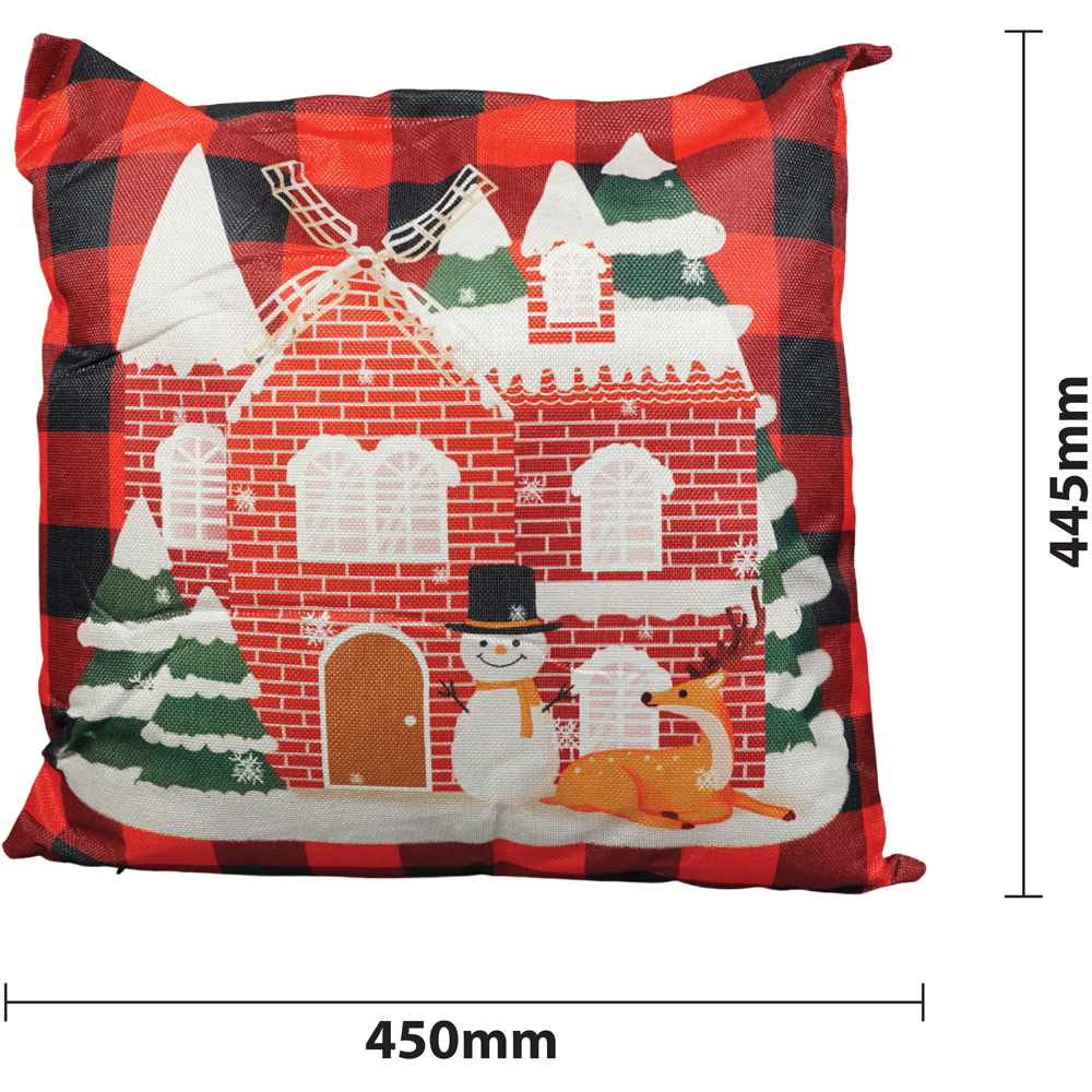 Xmas Haus Festive Black and Red Plaid House Christmas Cushion 45 x 45cm Image 5