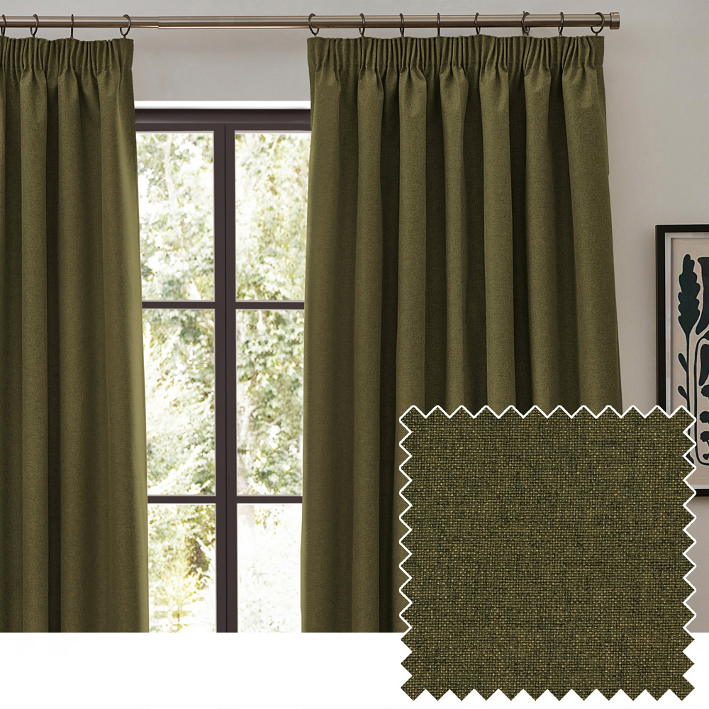 furn. Dawn Green Blackout Pencil Pleat Curtains 229 x 183cm Image 5