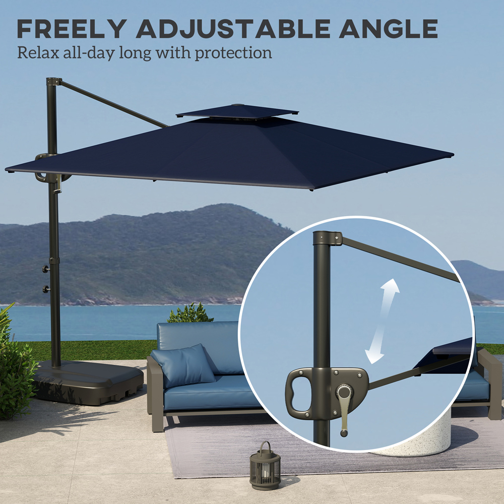 Outsunny Dark Blue Garden Cantilever Parasol Image 5