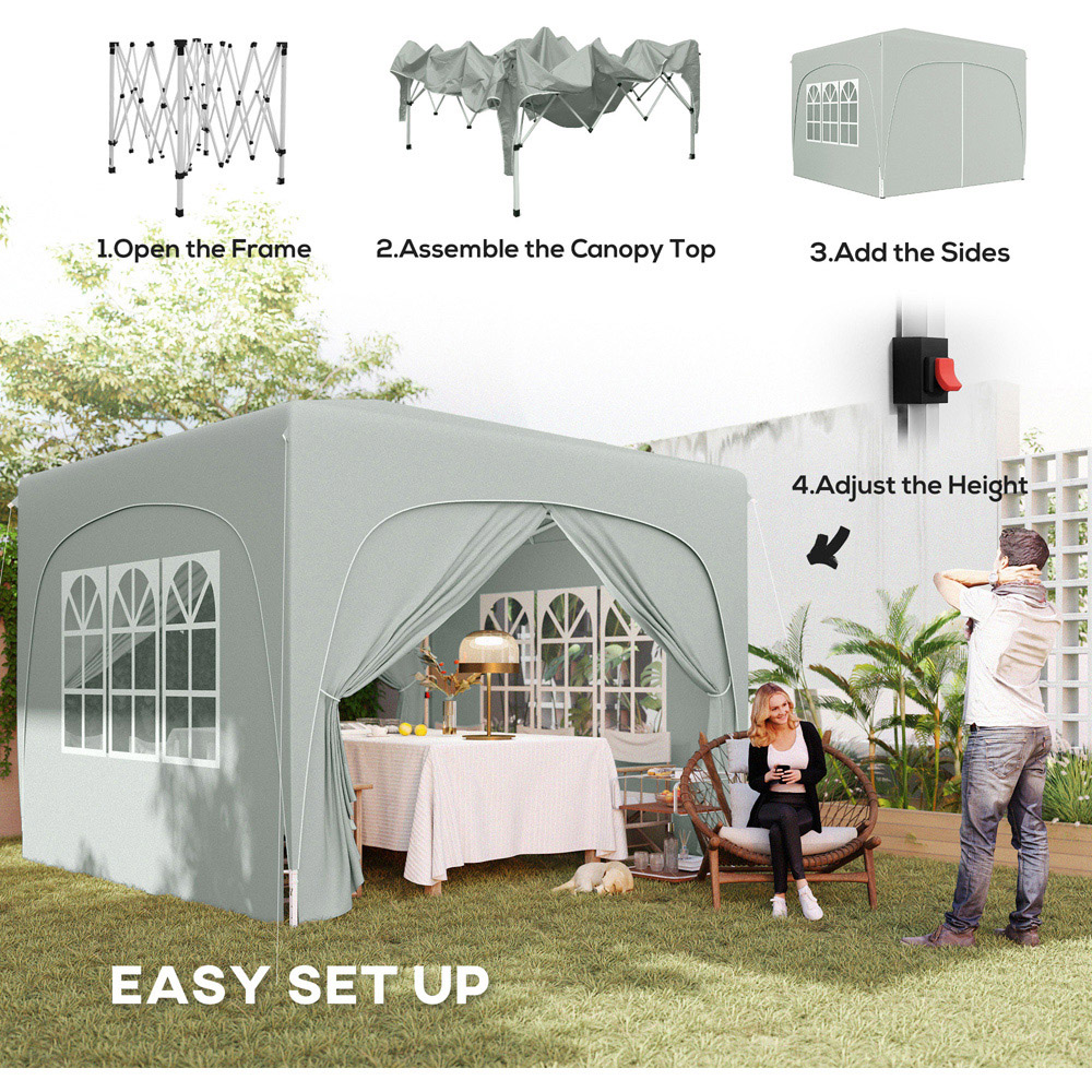 Outsunny 3 x 3m Light Grey UPF50+ Pop Up Gazebo with Sides and Carry Bag Image 6