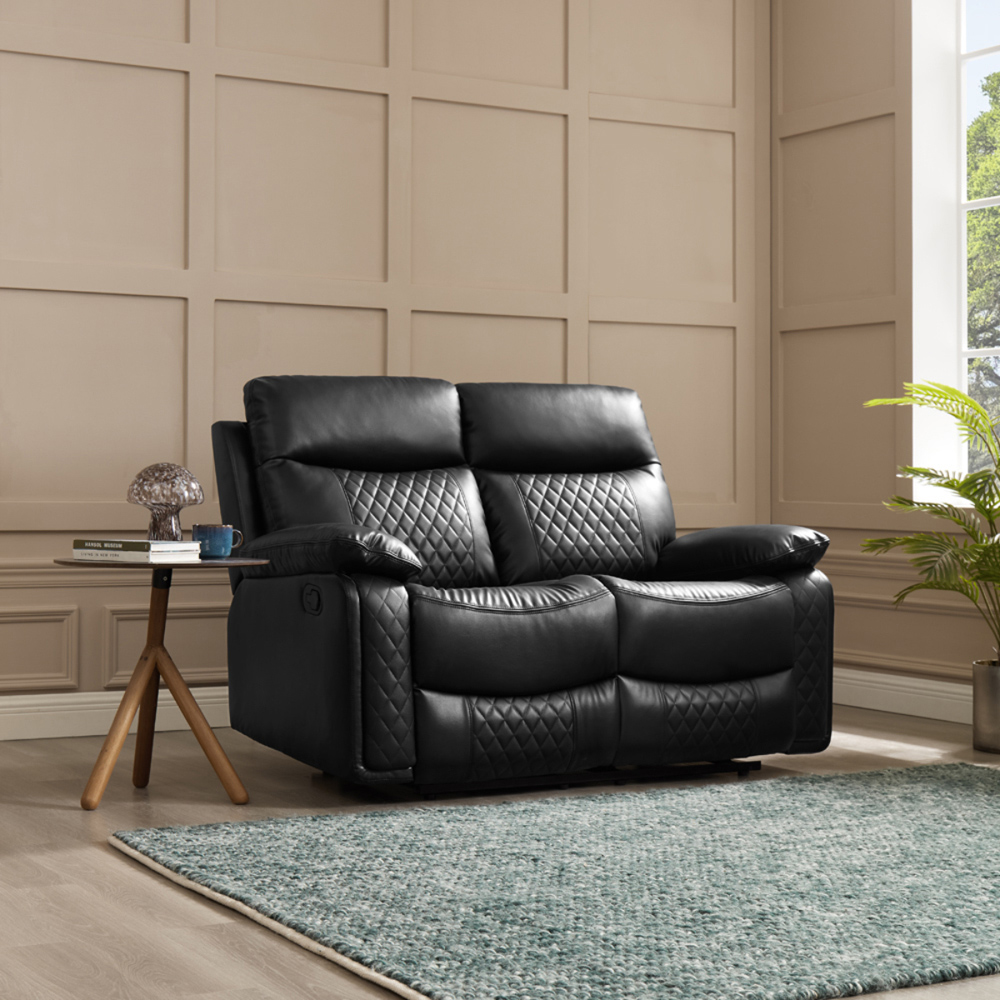 Home Detail Carson 2 Seater Black Faux Leather Manual Recliner Sofa Image 7