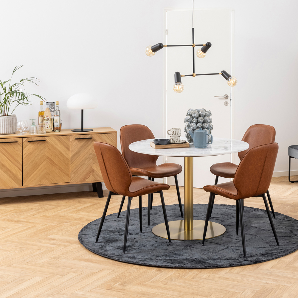 Florence Corby 4 Seater Round Dining Table White Marble and Gold Image 6