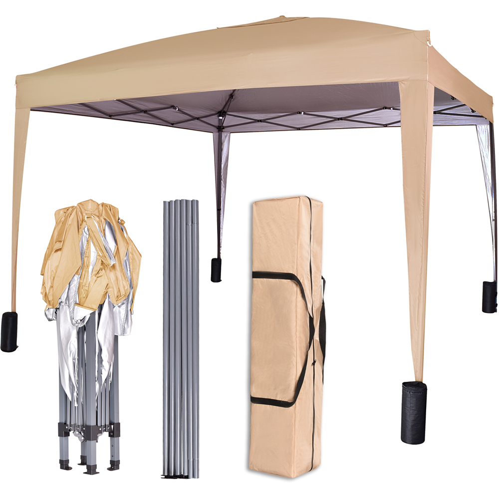Beige Pop Up Patio Canopy Tent with Removable Sidewalls 3 x 3m Image 3