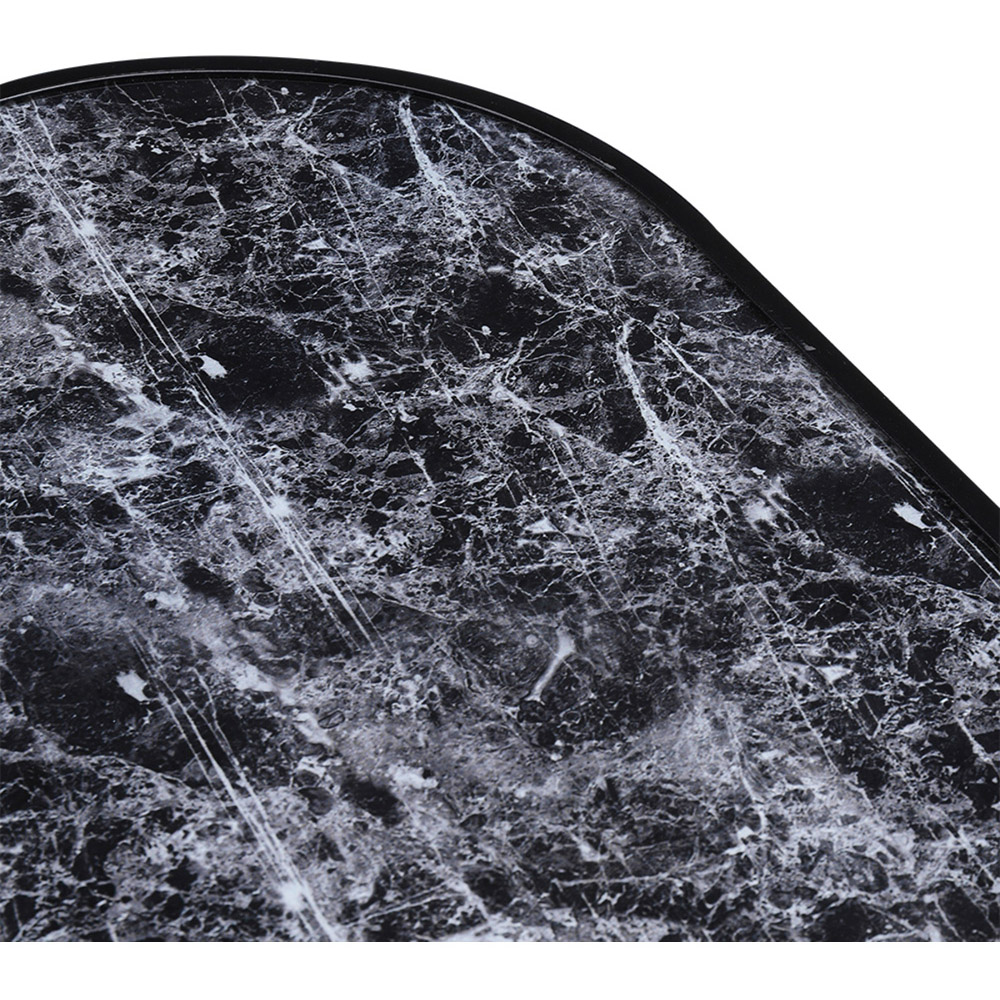 Living and Home Black Tempered Glass Rectangle Marble Coffee Table Image 3