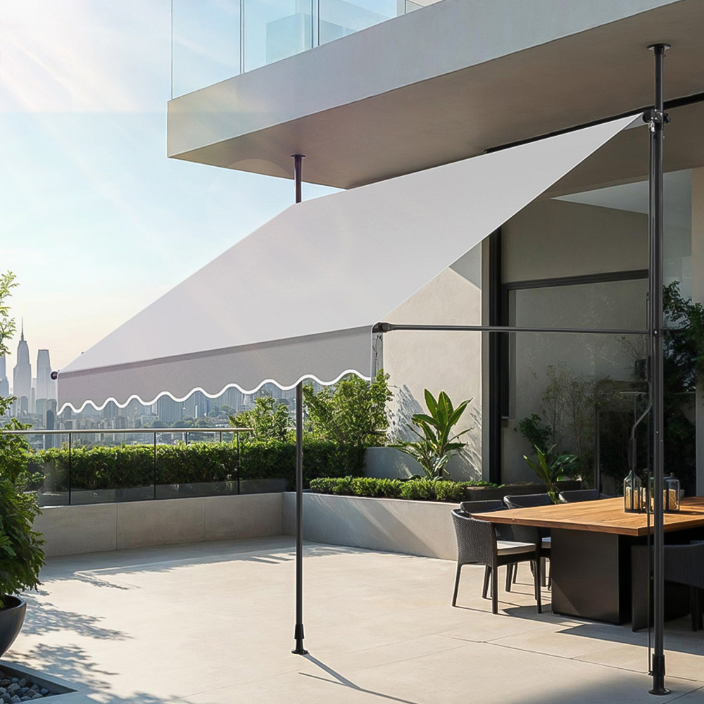 tectake Light Grey Retractable Awning 2 x 1.8m Image 1