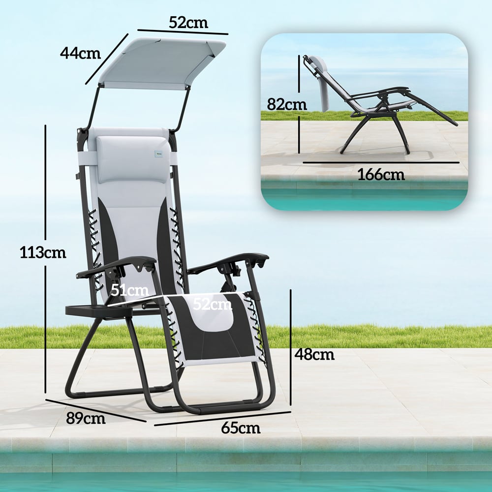 Outsunny Grey Zero Gravity Folding Reclining Chair Set of 2 Image 7