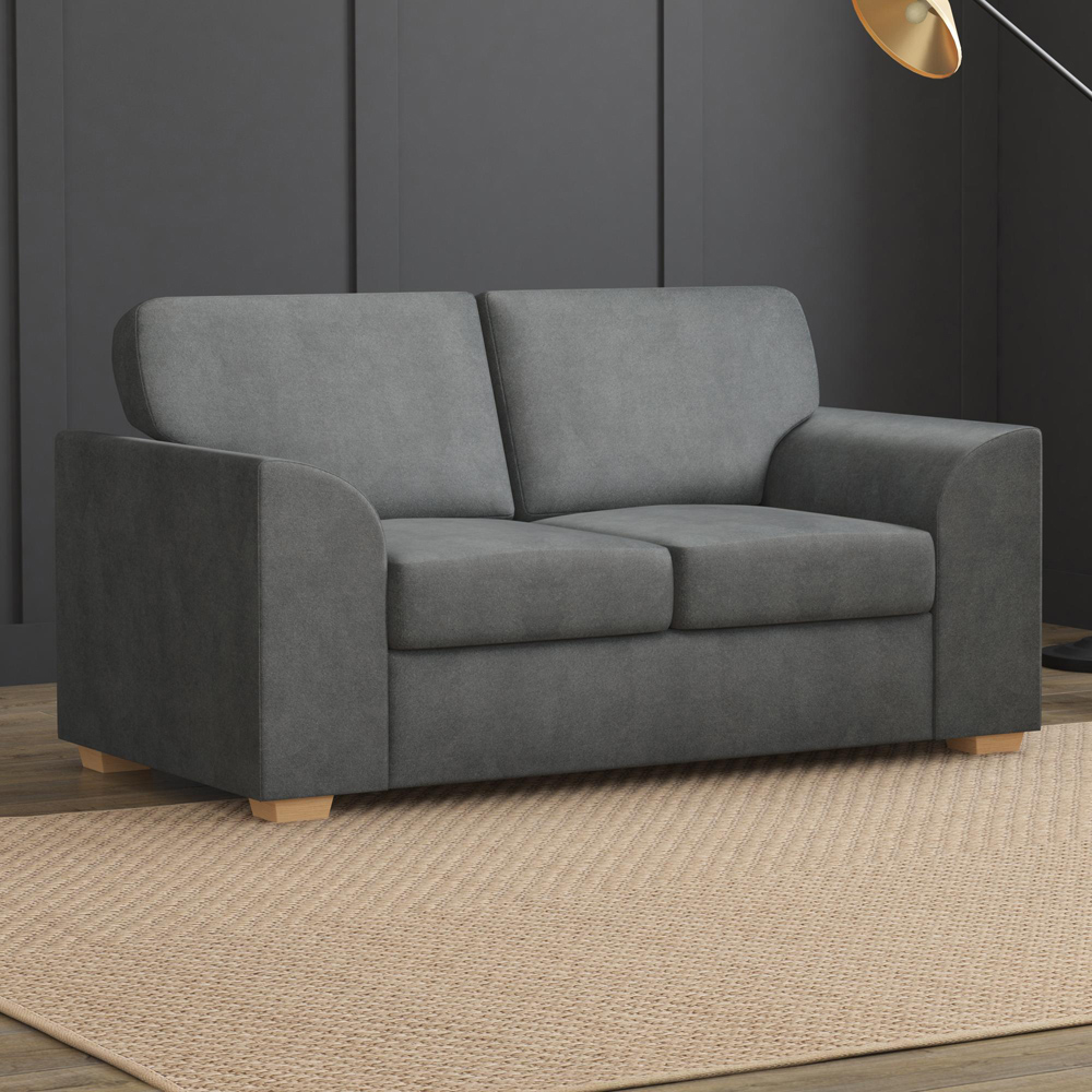 Modo 5 Seater Steel Plush Velvet Fixed Back Sofa Set Image 4