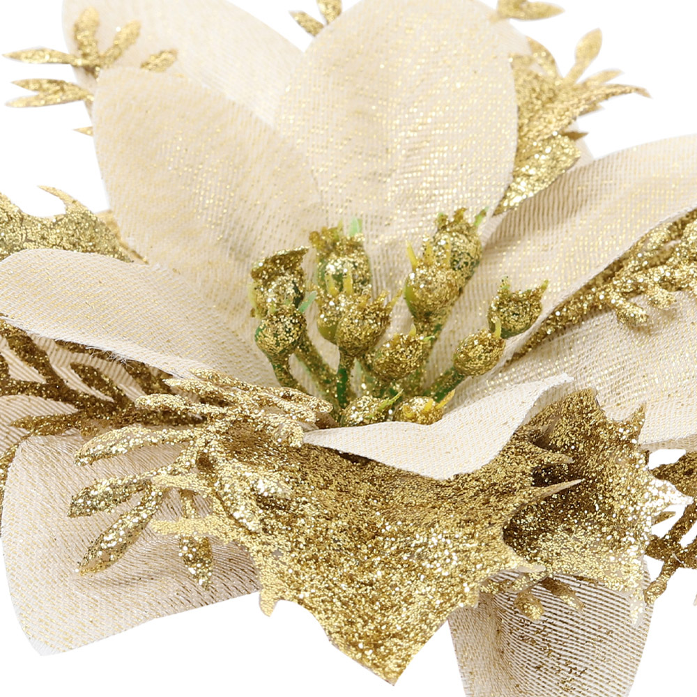 Living and Home Gold Flowers Ornament 24 Pack Image 7