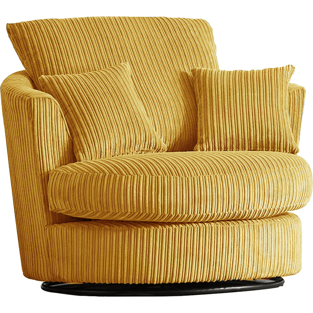 Luxor Mustard Jumbo Cord Swivel Chair Image 2