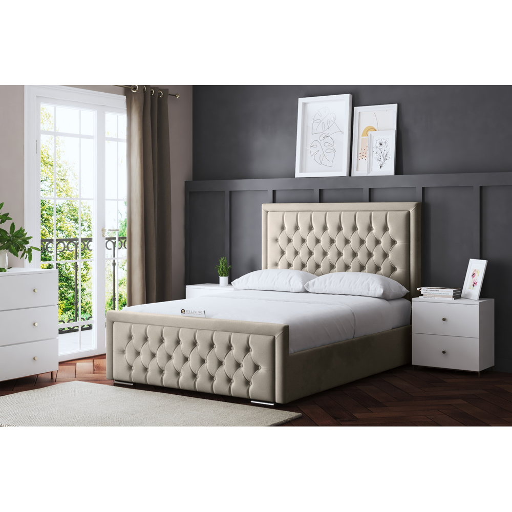 DS Living Allegra Super King Cream Upholstered Ottoman Bed with Headboard Image 6
