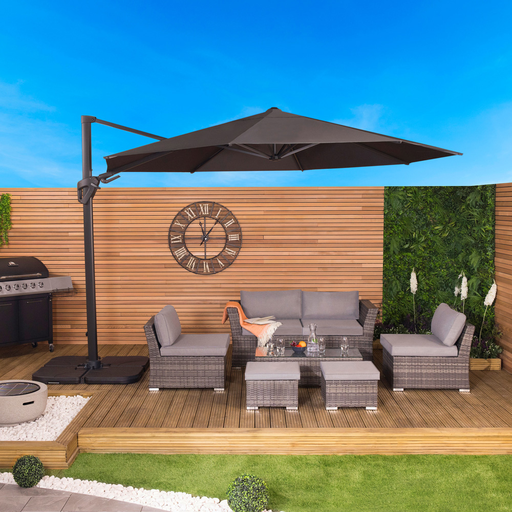 Charles Bentley Grey Premium Cantilever Parasol 3.5m Image 6