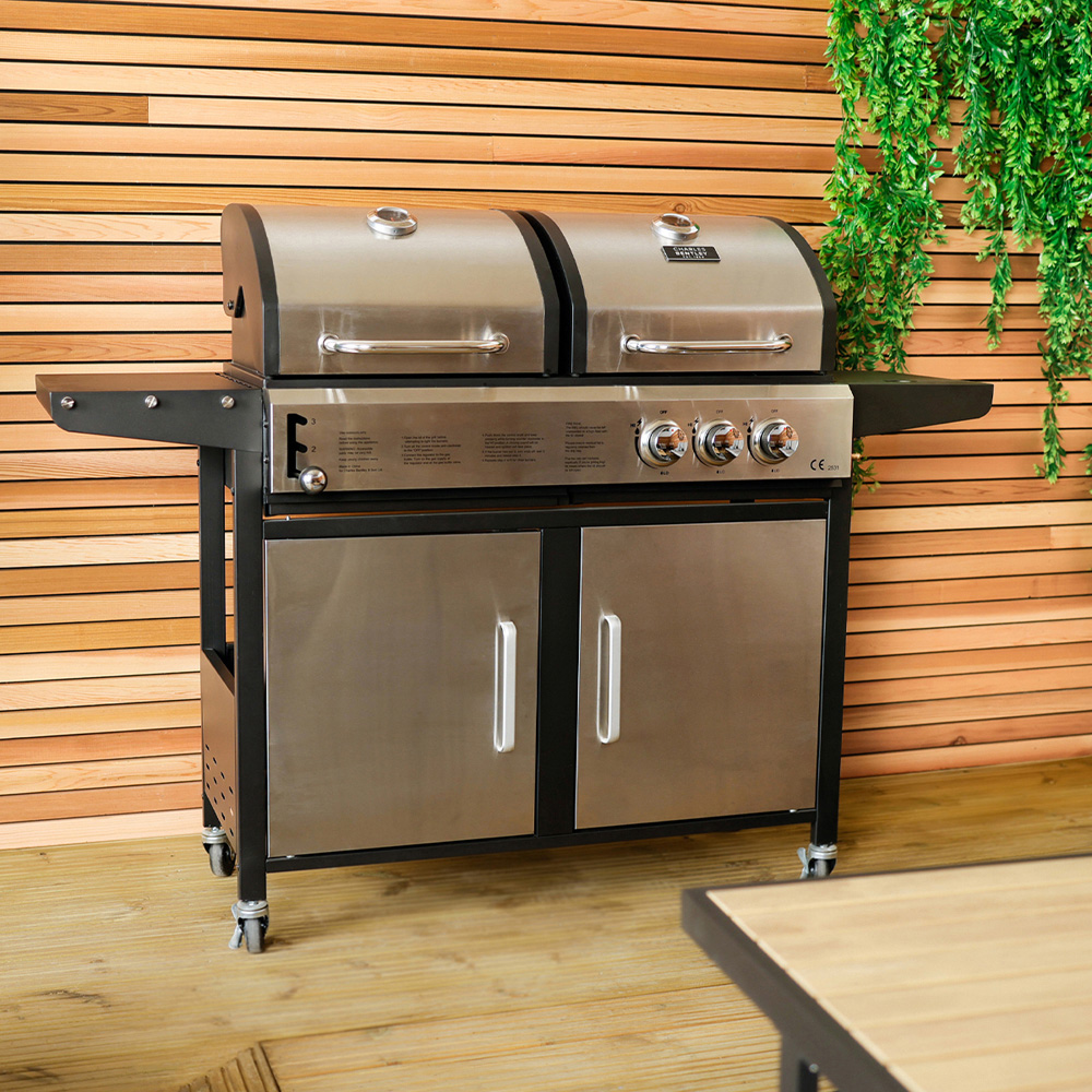 Charles Bentley 2+1 Dual Fuel BBQ Stainless Steel Image 2