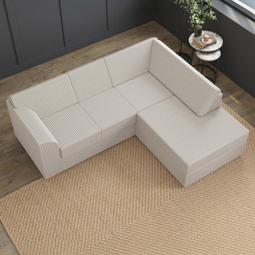 Modo 3 Seater Stone Jumbo Cord Right Hand Fixed Back L-Shape Corner Sofa Image 7