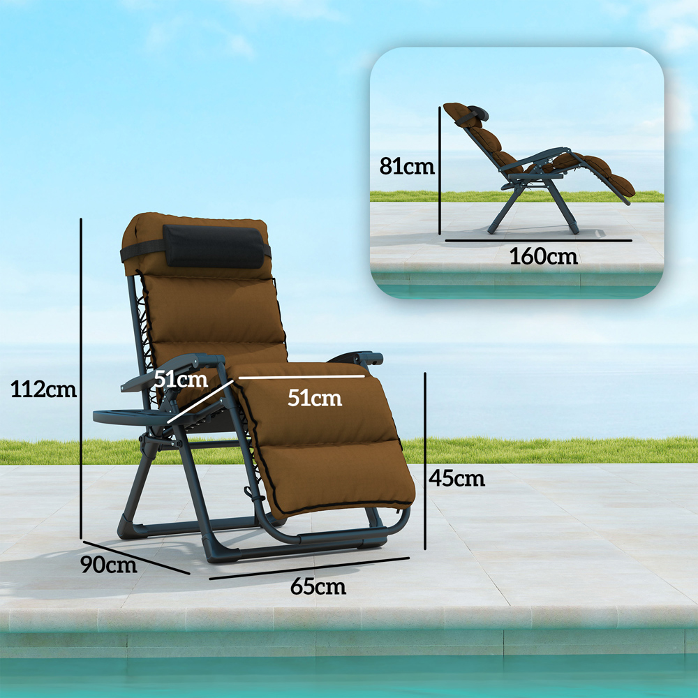 Outsunny Brown Zero Gravity Reclining Folding Sun Lounger Set of 2 Image 8