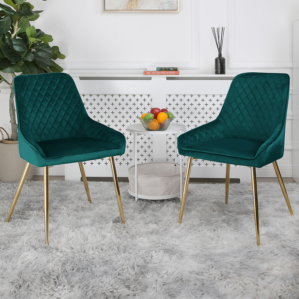 Hamilton Set of 2 Green Velvet Dining Chair Image 1