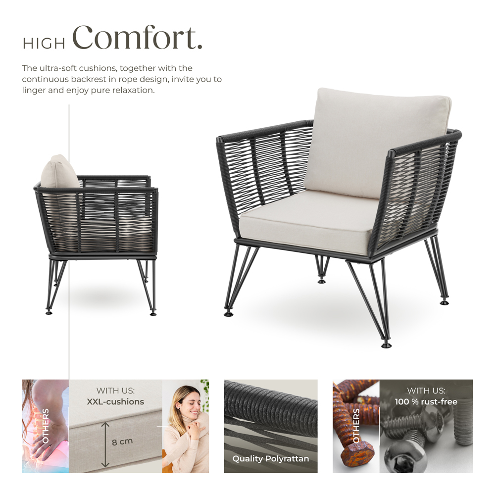 tectake Valeiras Set of 2 Woven Rope Design Accent Chair Image 3