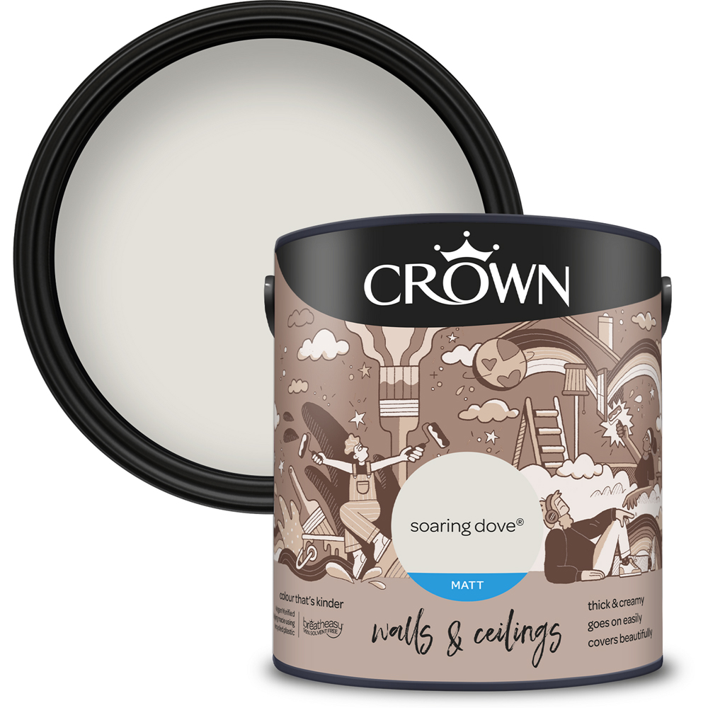 Crown Walls and Ceilings Soaring Dove Matt Emulsion Paint 2.5L Image 1