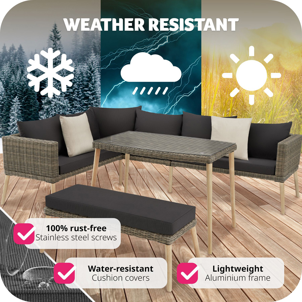 tectake Pula 7 Seater Natural Rattan Garden Corner Lounge Set Image 8