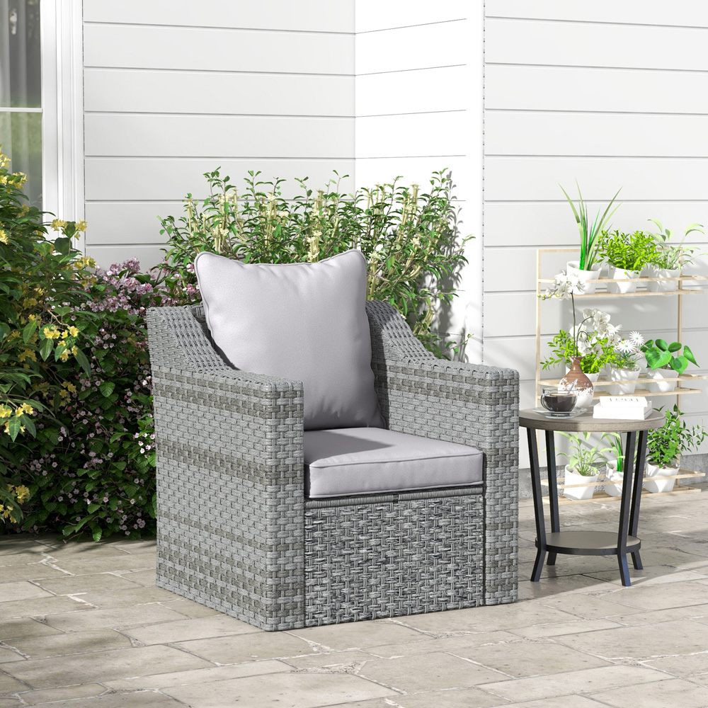 Outsunny Light Grey Seat and Back Cushion Set Image 2