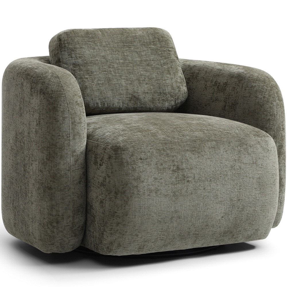 Molly Distressed Olive Soft Chenille Swivel Armchair Image 3