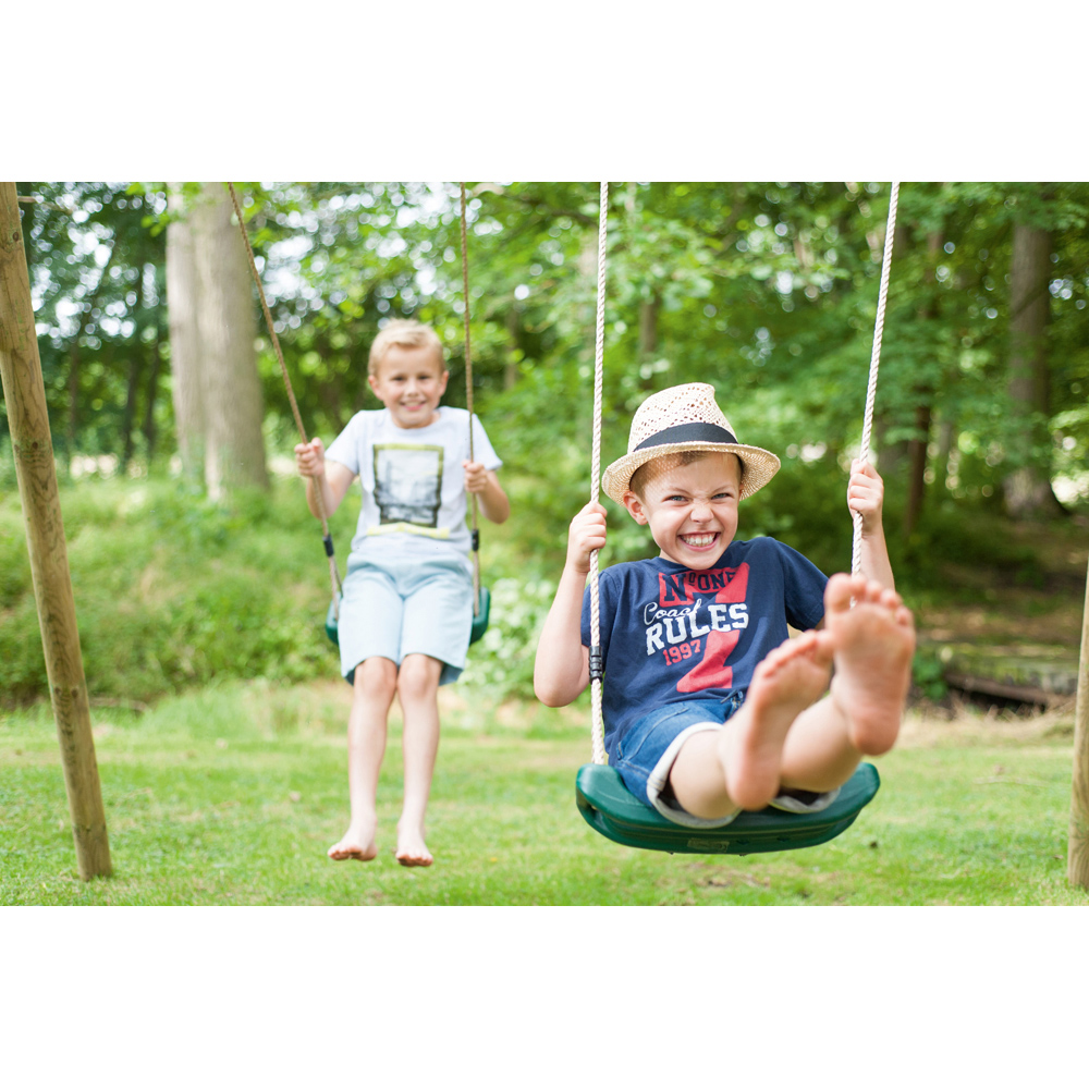Plum Play Gibbon Wooden Double Swing Set with Climbing Rope and a Cargo Rope Ladder Image 8