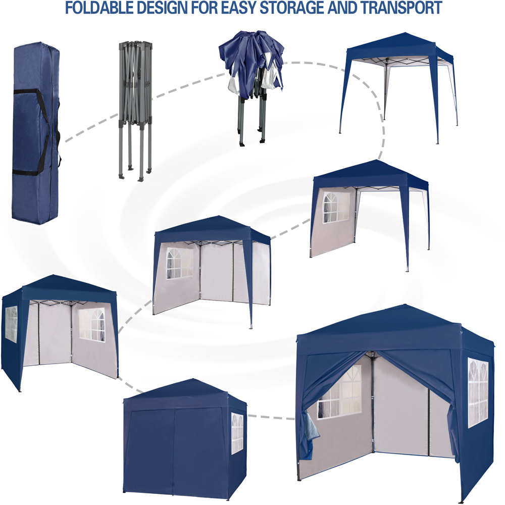 Blue Pop Up Outdoor Canopy Tent with Removable Sidewalls 2 x 2m Image 7