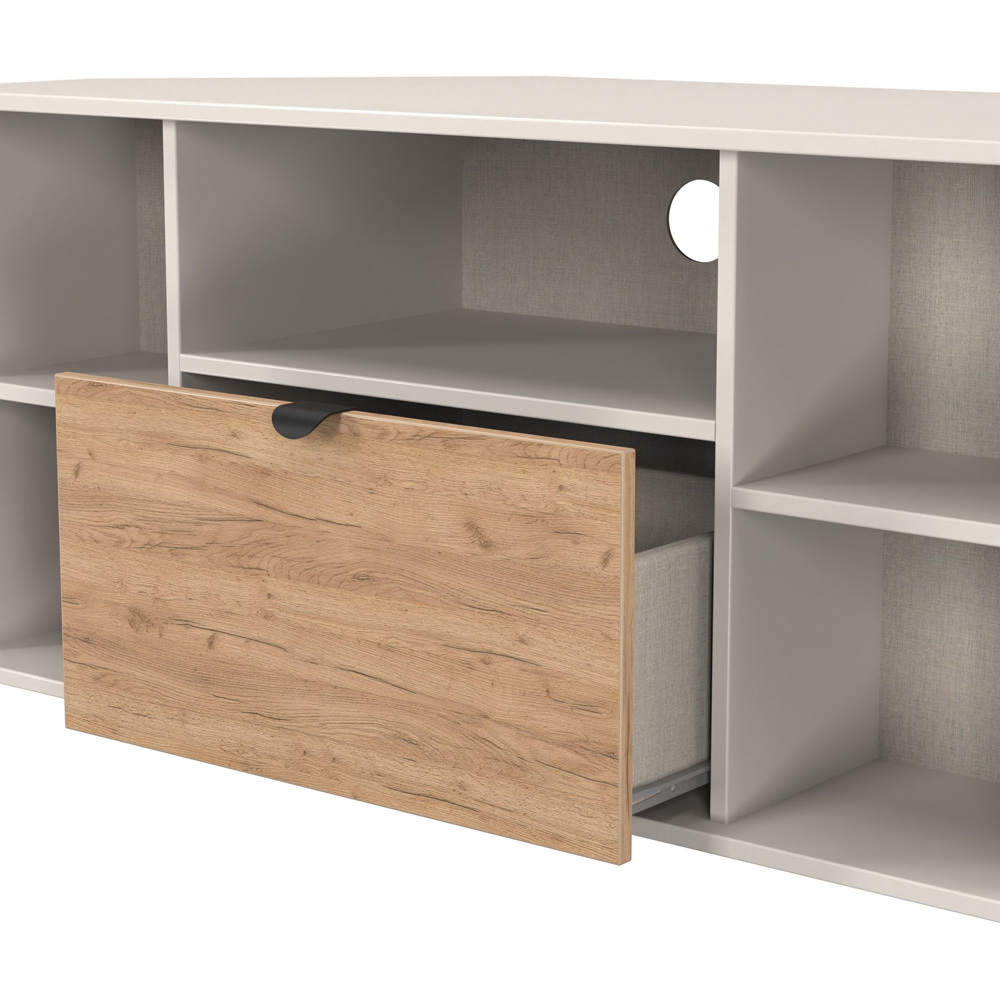 Crowndale Bora Single Drawer 5 Shelf Gold Craft Oak and Kashmir Corner TV Unit Ready Assembled Image 6