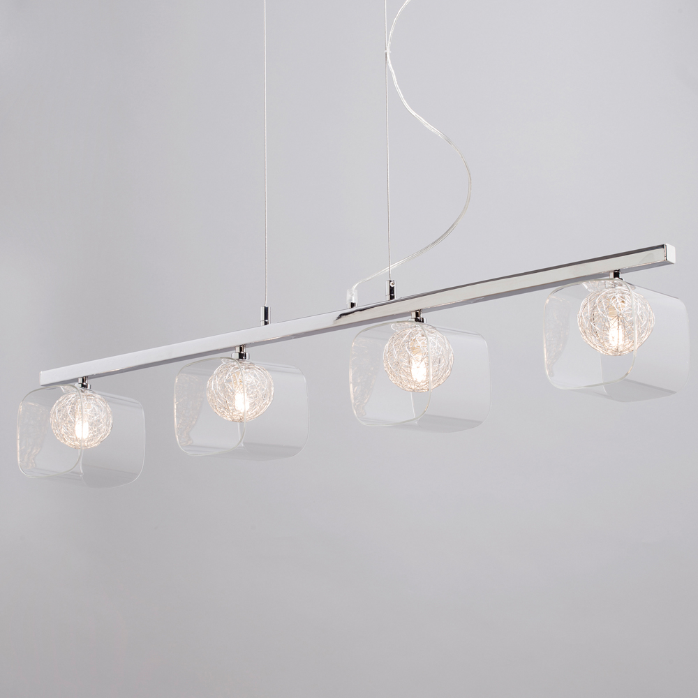 Inlight Crackle in Glass 4 Light Chrome Ceiling Bar Light Image 5